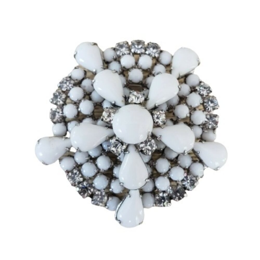 Vintage Mid-Century Kramer Milk Glass Brooch